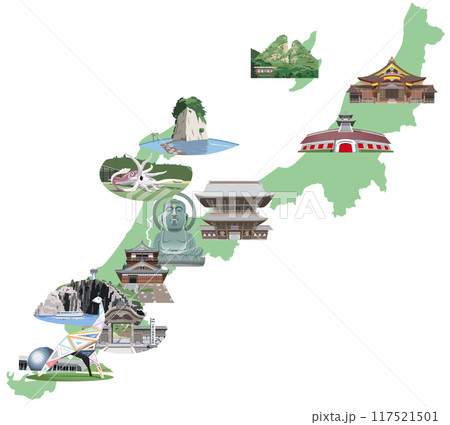 北陸4県観光地イラストマップ 北陸4県観光地イラストマップ 117521501
