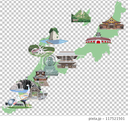北陸4県観光地イラストマップ 北陸4県観光地イラストマップ 117521501