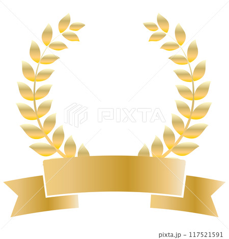 月桂樹 円形 リボン ゴールド 月桂樹 円形 リボン ゴールド 117521591