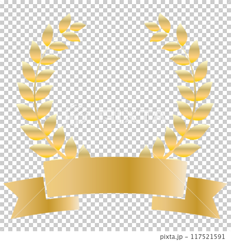 月桂樹 円形 リボン ゴールド 月桂樹 円形 リボン ゴールド 117521591