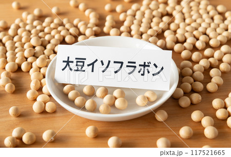 大豆と大豆イソフラボンの文字 生豆 粒 豆類 大豆と大豆イソフラボンの文字 生豆 粒 豆類 117521665