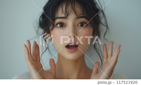 驚いた表情の女性 117521920