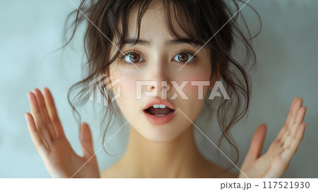驚いた表情の女性 117521930