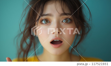 驚いた表情の女性 117521931