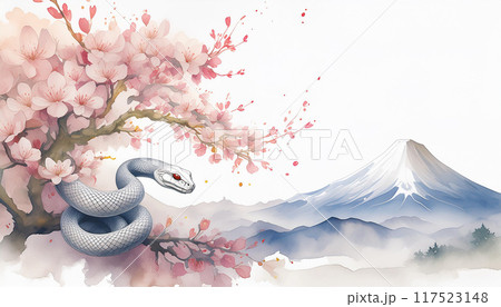 蛇,白蛇,巳年イメージ,Generative AI,AI画像 117523148