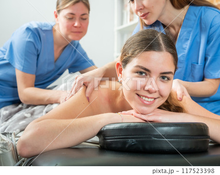 Portrait of a contented young woman on a massage 117523398