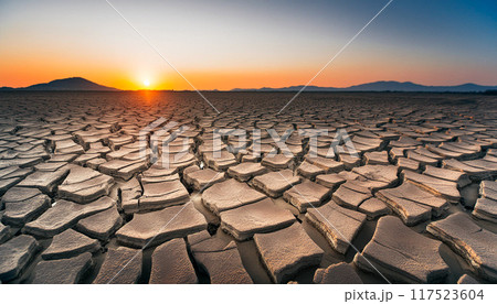 干ばつの大地,ひび割れた大地,Generative AI,AI画像 117523604