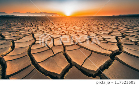 干ばつの大地,ひび割れた大地,Generative AI,AI画像 117523605