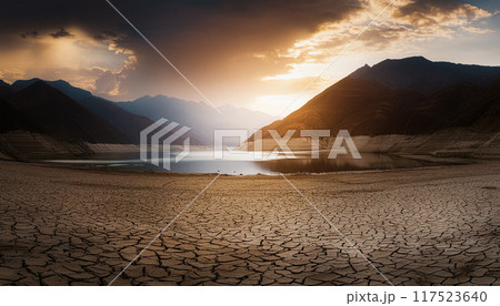 干ばつの大地,ひび割れた大地,Generative AI,AI画像 117523640