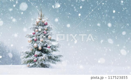 冬　雪景色　背景素材 117523855