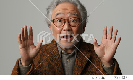 驚いた表情の高齢男性 117523872