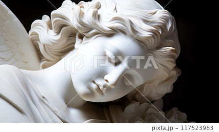 美しい天使の石像の顔のクローズアップのイラスト素材 [117523983] - PIXTA