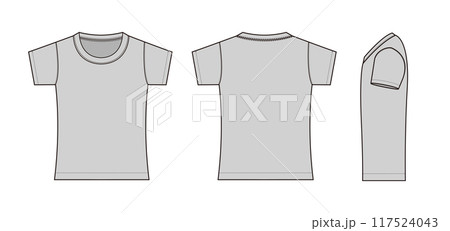 レディース・女性用 半袖Tシャツ テンプレートイラスト 117524043