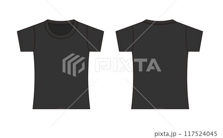 レディース・女性用 半袖Tシャツ テンプレートイラスト 117524045