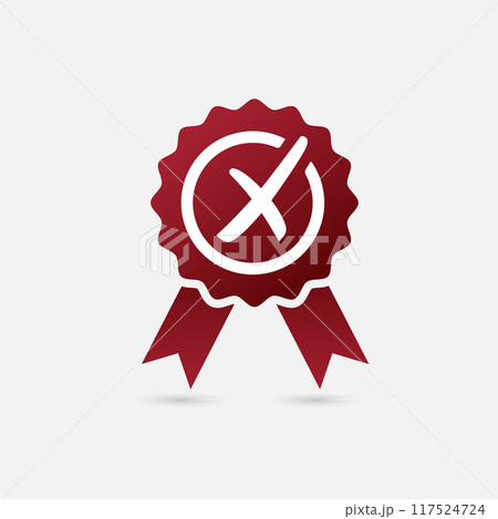 Approved medal icon with check mark and ribbon Approved medal icon with check mark and ribbon 117524724