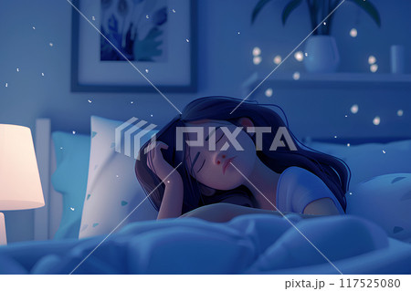睡眠障害に悩む女性 117525080