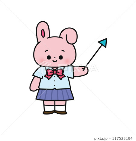指し棒を持った制服姿のウサギ 117525194