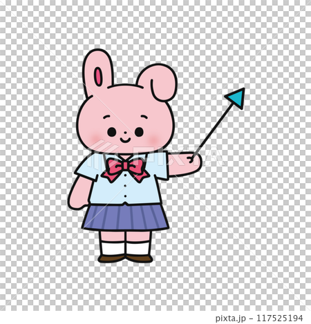 指し棒を持った制服姿のウサギ 117525194