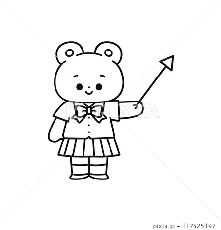 指し棒を持った制服姿のクマ・線画 117525197