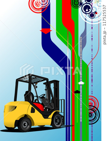 Abstract hi-tech background. Lift truck. Forklift. 3d vector hand drawn illustration 117525537