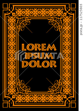 Ornate leather book cover and Old retro ornament frames. Royal Golden style design. Historical novel. Oriental style Vector illustration. Hand drawn illustration 117525603