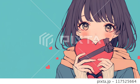 バレンタインデーに告白する女の子 117525664