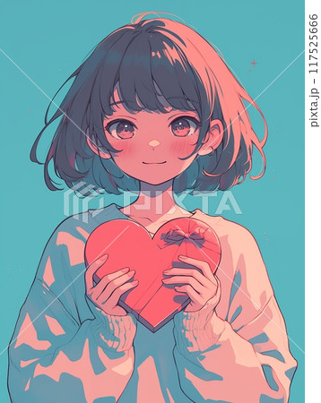 バレンタインデーに告白する女の子 117525666