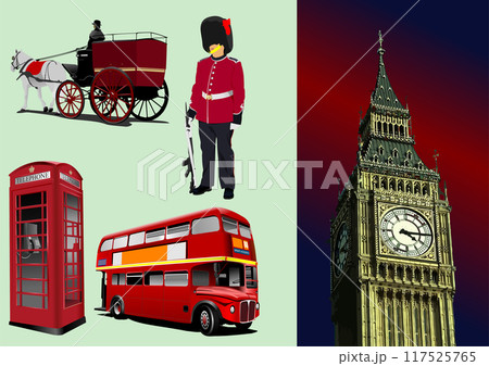 Few London images. Vector 3d hand drawn  illustration 117525765