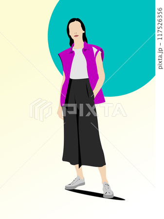 Young woman. Colored Vector 3d hand drawn  illustrations 117526356