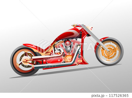Colored 3d Vector hand drawn illustration of motorcycle Colored 3d Vector hand drawn illustration of motorcycle 117526365