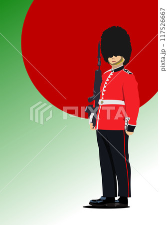 London  guard. Hand drawn color Vector illustration 117526667