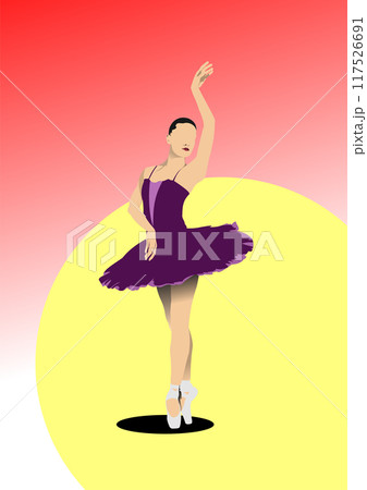 Classical ballet dancer. Color vector hand drawn illustration Classical ballet dancer. Color vector hand drawn illustration 117526691