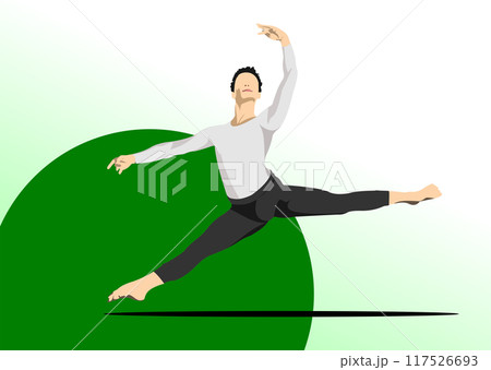 Modern dance. Color Vector hand drawn illustration Modern dance. Color Vector hand drawn illustration 117526693