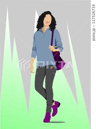 A young girl. 3d vector color hand drawn illustration A young girl. 3d vector color hand drawn illustration 117526719
