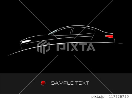 White silhouette of car on black background. Hand drawn Vector illustration 117526739