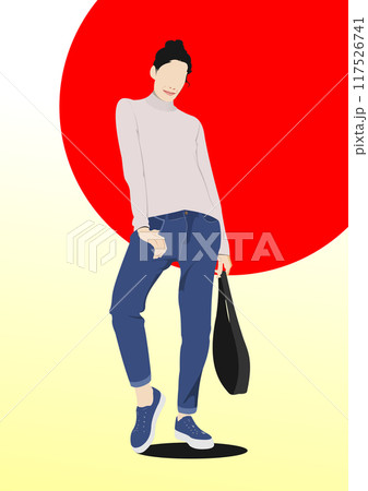 A young girl. 3d vector color hand drawn illustration A young girl. 3d vector color hand drawn illustration 117526741