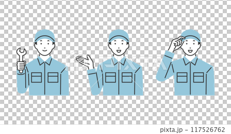 作業員の様々なポーズのイラスト 117526762