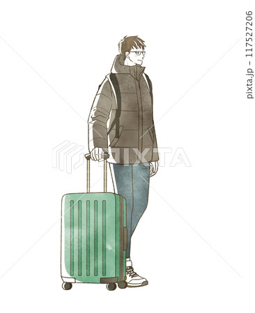 冬に旅行をする男性 117527206