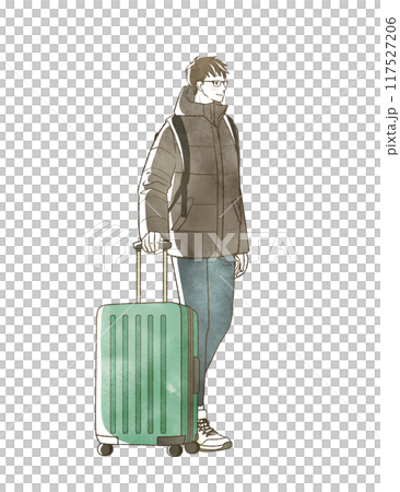 冬に旅行をする男性 117527206