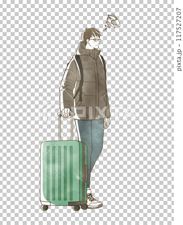 冬に旅行をする困った表情の男性 117527207
