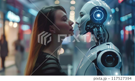 愛し合うAIロボットと人間の女性 117527394