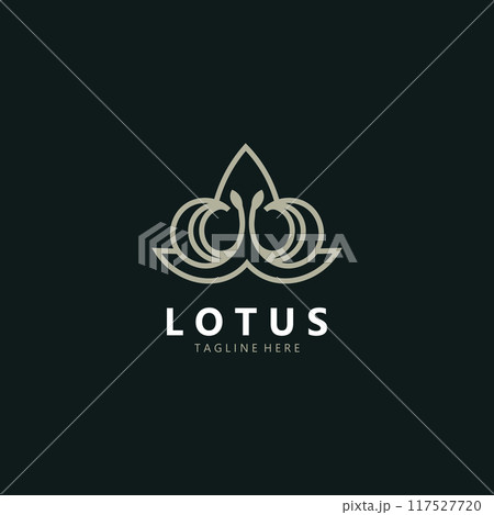 Lotus flower logo. Minimalist lotus feminine for the calm logo beauty design 117527720