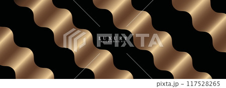 Abstract gold wavy lines luxury pattern background. Vector illustration 117528265