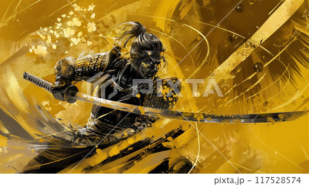 黒と金で描いた豪華な侍イラスト 黒と金で描いた豪華な侍イラスト 117528574