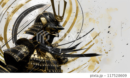 黒と金で描いた豪華な侍イラスト 黒と金で描いた豪華な侍イラスト 117528609