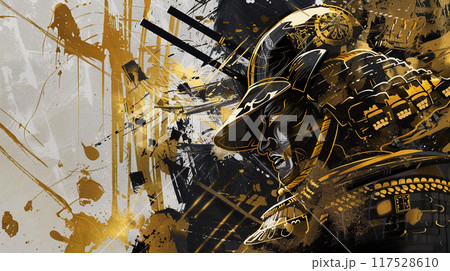 黒と金で描いた豪華な侍イラスト 黒と金で描いた豪華な侍イラスト 117528610