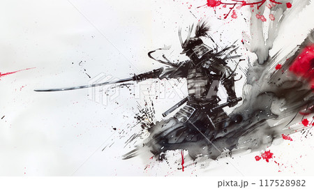 墨で描いた侍イラストのイラスト素材 [117528982] - PIXTA