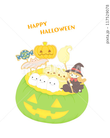 かわいいハロウィンイラスト　かぼちゃスイーツ 117529078