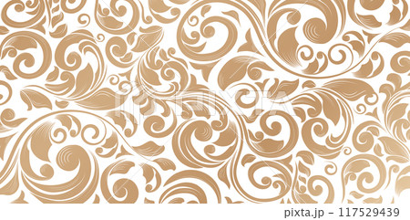 Seamless background floral ornament, Fashionable modern wallpaper or textile golden colors isolated white backgrounds wallpapers, backgrounds, patterned fills, webs pages, surface textures, book cover Seamless background floral ornament, Fashionable modern wallpaper or textile golden colors isolated white backgrounds wallpapers, backgrounds, patterned fills, webs pages, surface textures, book cover 117529439