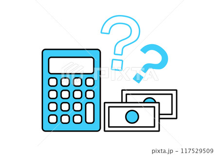 計算機とお金とクエスションマークのイラスト 117529509